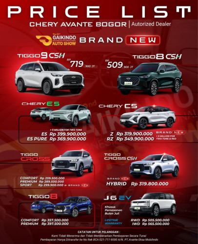 Pricelist Harga Chery grogol 2025